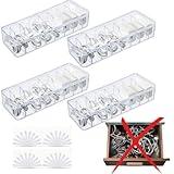 4-Pack Clear Cable Management Boxes with 40 Silicone Ties - Durable Cord Organizer Storage Solution for Desk Accessories, Electronics, Cosmetics, Jewelry - Versatile Home & Office Organization Kit