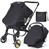 Orzbow Universal Baby Car Seat Sun Shade, Infant Car Seat Sun and Sleep Shade Cover with Storage Bag, Breathable and Blocks UP to 99% of The Sun's Rays(UPF 50+), Protects Babies from Sun's Rays, Black