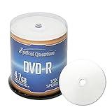 Optical Quantum DVD-R 4.7GB 16X White Inkjet Hub Printable Blank Discs - 100 Pack Cake Box (FFP), 100 Discs Blank DVD-R Discs, DVD Discs Blank, Printable DVD-R Discs