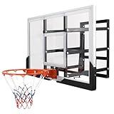 54" Wall Mounted Adjustable Basketball Hoop with Shatterproof Backboard and Heavy-Duty Rim, Ideal for Gyms Garages and Schools, Suitable for Outdoor and Indoor Use