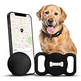 Romansei Smart Pet Tracker, Dog Tracker with Black Collar Holder, Smart Tag for Seamless Location Tracking, Work with Find My, Not GPS Tracker (Black)