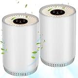 2 Pack Druiap Air Purifiers for Home Bedroom up to 690ft², H13 True HEPA Filter Air Cleaner Purify 99.97% Micron Particles/Bad Air/Smoke/Pet Dander/for Office, Dorm, Apartment, Kitchen(KJ80 White)