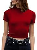 CIDER Essential Womens Summer Tops Short Sleeve Slim Fit Baisc T-Shirt for Women 2024 Crop Cute Y2K Baby Tee Going Out Red