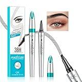 Microblading Eyebrow Pen, Eyebrow Pencil with Premium 4-Prong Micro-Fork Tip Applicator, Microblade Eyebrow Pen-Lift Your Brows Like Your Natural Brows, Stay on All Day, Smudge-Proof(Black)