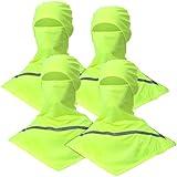 4 Pcs Summer Balaclava Sun Protection Full Face Balaclava with Reflective Strip Cooling Breathable Long Neck Covers (Neon Yellow)