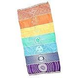 OYEFLY Rainbow Chakra Yoga Mat Sunscreen Shawl Hippy Boho Gypsy