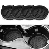 SINGARO Car Cup Holder Coaster, Silicone Cup Holder Insert, Universal Non-Slip Cup Holders, Car Accessories Interior for Women and Man Interior Sets 4 Pack Black