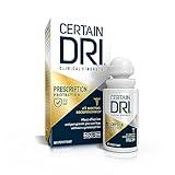 Certain Dri Prescription Strength Clinical Antiperspirant Roll-On Deodorant, Hyperhidrosis Treatment for Men & Women, Long-Lasting 72hr Protection, Effective Sweat Control, Fragrance Free, 1.2 Fl oz