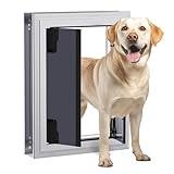 FurrFinesse Extra Large Dog Door, Energy Efficient French Dog Door with Aluminum Frame, Telescoping Tunnel, Magnetic Flaps and Sliding Lock Panel (X-Large)