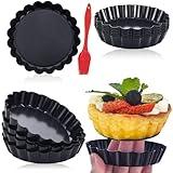 DATANYA 16 Pack Mini Tart Pans 4 Inch with Removable Bottom Round Nonstick Quiche Pan, Heavy Duty Fluted Side Tart Molds for Pies, Mousse Cakes, Dessert Baking