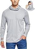 Willit Men's Sun Protection Hoodie UPF 50+ Fishing Hiking Shirt Long Sleeve SPF UV Shirt Rash Guard Lightweight Gray M