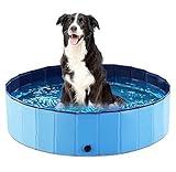 Jasonwell Foldable Dog Pet Bath Pool Collapsible Dog Pet Pool Bathing Tub Kiddie Pool Doggie Wading Pool for Puppy Small Medium Large Dogs Cats and Kids 32" Blue