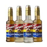 Torani Syrup, Cafe Variety Pack, 4 12.7 Ounce Bottles (Vanilla, Salted Caramel, Classic Hazelnut, French Vanilla)