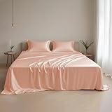 Linenwalas Split King Sheets Set for Adjustable Bed, Tencel Lyocell Cooling Sheets, Premium Hotel Quality 5 Piece Deep Pocket Eucalyptus Silk Bed Sheets Set (Rose Gold)