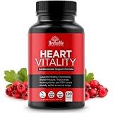 HerbaMe Heart Support and Blood Pressure Supplement, 120 Capsules, Promotes Cardiovascular Health, Healthy Cholesterol, Triglyceride, Homocysteine, CRP Levels | Natural Artery Cleanse and Protect