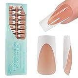 Vansiho Deep French Gel Nail Tips, 150Pcs Long Square Gel Nail Tips, Brown French Tips Press on Nails, French Square Gel Tips, Fake Nails for Nail Art DIY 15 Sizes