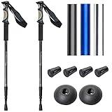 1 Pair (2 Poles) Anti Shock, Adjustable, Collapsible Hiking Poles for Trekking or Walking, Lightweight Aluminum Sticks for Men, Women, Seniors, Kids & Children, Backpacking & Camping Gear