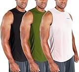 DEVOPS 3 Pack Men's Muscle Shirts Sleeveless Dry Fit Gym Workout Tank Top (2X-Large, Black/Olive/White)