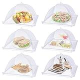 Lauon Large Food Cover,6 Pack Mesh Food Tent,17"x17",White Nylon Covers,Pop-Up Umbrella Screen Tents,Patio Net for Outdoor Camping, Picnics, Parties,BBQ,Collapsible and Reusable