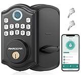 AkaGear Keyless Entry Door Lock with APP Control - Fingerprint Deadbolt Door Lock, Electronic Keypad Lock, Smart Locks for Front Door, Auto-Lock & One Touch Locking with Bluetooth - Matte Black