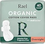 Rael Pads for Women, Organic Cotton Cover - Period Pads with Wings, Feminine Care, Sanitary Napkins, Heavy Absorbency, Unscented, Ultra Thin (Overnight, 40 Count)