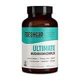 FreshCap Ultimate Mushroom Complex - Lions Mane, Reishi, Cordyceps, Chaga, Turkey Tail, Maitake - Immune Support & Nootropic Brain Supplements for Immunity, Energy, Memory & Focus (120 Capsules)