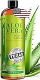 Seven Minerals Organic Aloe Vera Gel from freshly cut 100% Pure Aloe - Big 12oz - HighestQuality, Texas grown, Vegan, Unscented - For Face, Skin, Hair, Sunburn relief