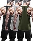 DRSKIN Men's 3 Pack Tank Tops Mesh Dry Fit Y-Back Muscle Sleeveless Gym Bodybuilding Training Athletic Workout Cool Shirts (BTF-ME-TA-(B,G,KA) L)