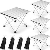 Barydat 4 Pack Folding Camping Table Portable Camp Table Ultralight Outdoor Side Tables with Carry Bags, 16'' x 14'' x 11'' Aluminum Backpacking Table for Picnic Hiking Travel BBQ Cooking