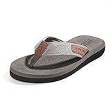 FITORY Men's Flip-Flops, Thongs Sandals Comfort Slippers for Beach Grey Size 10