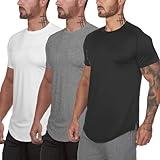 Muscle Killer 3 Pack Men's Gym Workout Bodybuilding Fitness Active Athletic T-Shirts Workout Casual Tee (Large, Black+Gray+White)