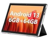 Android Tablet, 10.1 inch Android 13 Tablets 6GB RAM 64GB ROM 1TB Expand, 1280x800 IPS HD Touchscreen,6000mAh Battery, Bluetooth, Dual Camera, GMS, WiFi (Black)