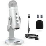 ZealSound USB Microphone,Condenser Computer PC Mic,Plug&Play Gaming Microphones for PS 4&5.Headphone Output&Volume Control,Mic Gain Control,Mute Button Vocal,YouTube Podcast on Mac&Windows(Silver)