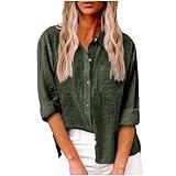 Ceboyel Women Long Sleeve Linen Shirts 2024 Button Down Summer Tops Cotton Gauze Trendy Blouse Dressy Causal Work Clothes Plus Size Tunic Army Green 2X