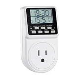 Techbee Digital Infinite Repeat Cycle Intermittent Timer Plug for Electrical Outlet, 24 Hour Programmable Indoor Timed Power Switch with Countdown Delay On and Off (120V, 15A), 1 pack