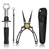 ZACX Fish Lip Gripper Pliers - Upgraded Muti-Function Hook Remover and Split Ring Pliers for Fly Fishing, Ice Fishing, Fishing Gear - Gift for Men (Package B)