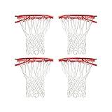 ALALAL 4 Pcs White Premium Quality Professional Basketball Net Replacement Bold Polyester Woven Rope Basketball Hoop Nets Fits Standard Indoor or Outdoor Rims 12 Loops，21inch