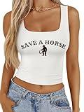 Country Concert Crop Tank Tops for Women Western Cowgirl Outfits Cami Cowboy Graphic Crop Top White