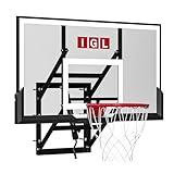 IGL Wall Mount Basketball Hoop, 54in Basketball Hoop Outdoor with Shatterproof Backboard, 7.5ft-10FT Height Adjustable,Heavy Duty Breakaway Rim Combo Fit Most Slanting Roofs