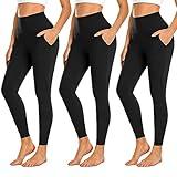 NEW YOUNG 3 Pack Leggings with Pockets for Women,High Waisted Tummy Control Workout Pants