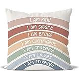 QIYUHOY Calm Corner Classroom Reading Corner Rainbow Decor Throw Pillow Covers, Book Center Calming Corner Home Bedroom Playroom Decor Pillow Case, 18x18 Inch Pillowcase（red）