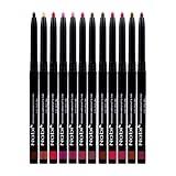 Beauty Spot 12 Colors Retractable Waterproof Lip Liner Set, Roll It Up Auto Lip Pencil, Long Lasting Fade Resistant