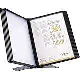 DJOIS by Tarifold - Desktop Reference & Display System - Durable Metal Base & Polypropylene - Letter-Size - 10 Double-Sided Pockets - 20 Sheet Capacity - Easy-Load - Made in France - Black