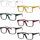 Eyekepper Metalless Reading Glasses with Screwless Spring Hinges 6 Pack Oversize Readers for Wide Face +1.50