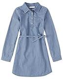 The Children's Place Girls' Long Sleeve Fashion Dress, Arya Wash Denim, Medium