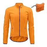 Lo.gas Mens Cycling Jacket,Windbreaker Lightweight Packable Jacket with Pockets and reflective strips Orange