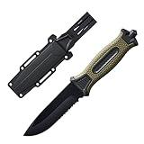 10" Fixed Blade Tactical Knives with Sheath and Clip, Stainless Steel Survival Hunting Bushcraft Full Tang Non-Slip Handle Outdoor Knife for Camping, Hunting, Adventure, Outdoors, EDC，Military Green