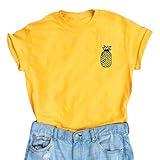 YITAN Women Cute Graphic T Shirts Teen Girls Funny Tops Yellow Medium