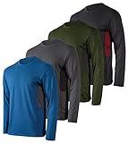 Real Essentials Mens Long Sleeve T-Shirt Fishing Swim Hiking Beach UV UPF SPF Sun Protection Workout Clothes Quick Dry Fit Gym Tee Shirt Athletic Active Running Sport Top Water, Set 4, XL, Pack of 4