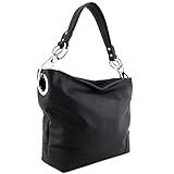 Hobo Shoulder Bag with Big Snap Hook Hardware (Black)